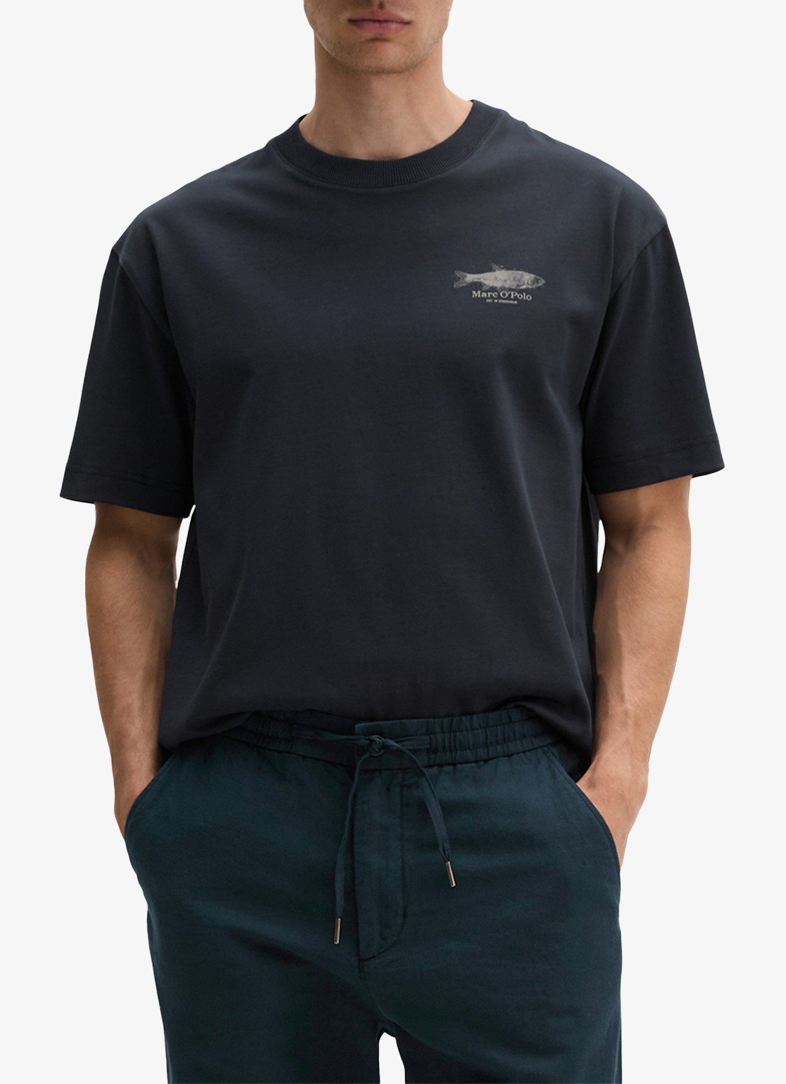 Marc O'Polo T-shirt met print - detail 2 dark navy-4131 / blauw