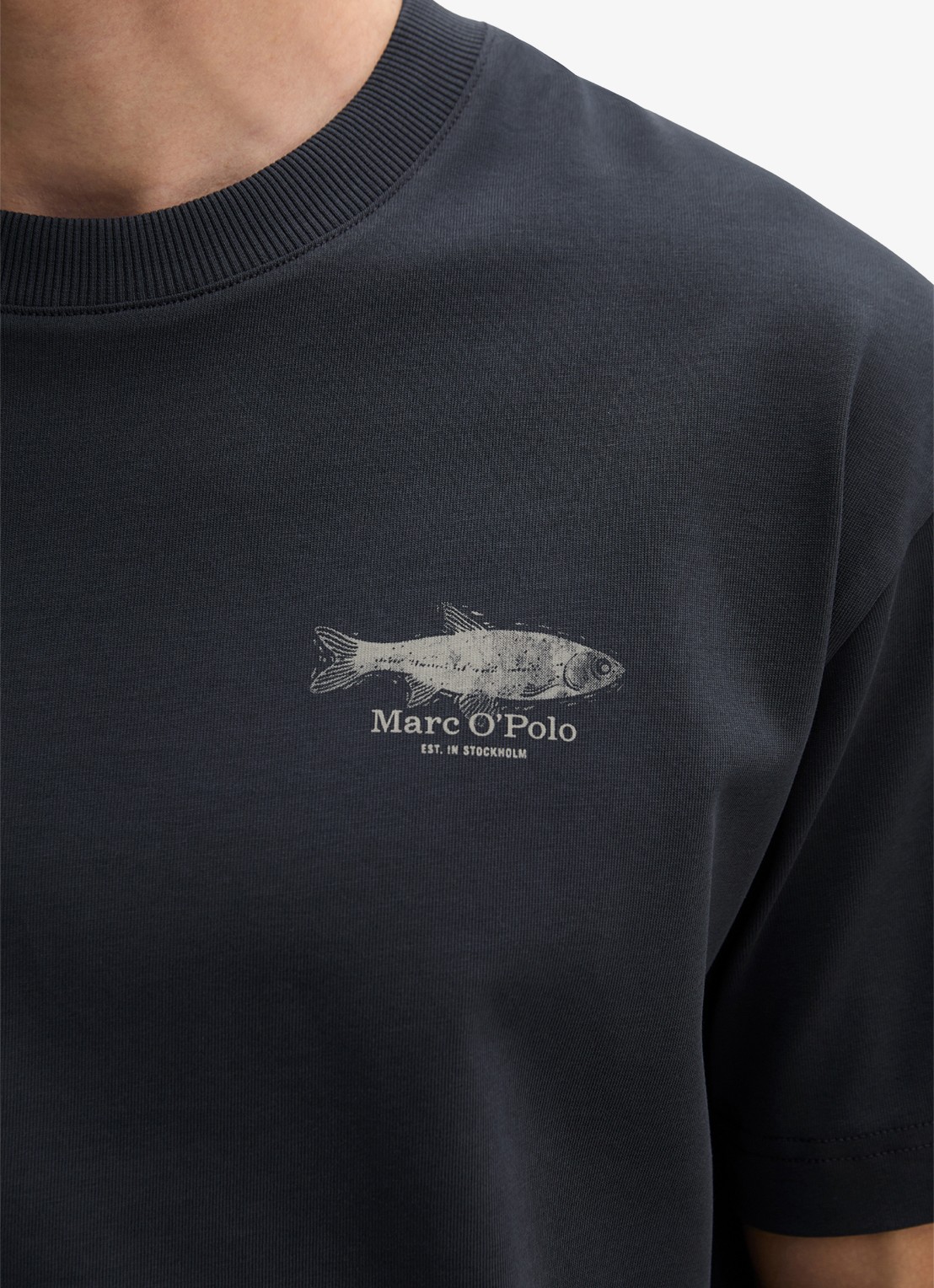 Marc O'Polo T-shirt met print - detail 3 dark navy-4131 / blauw