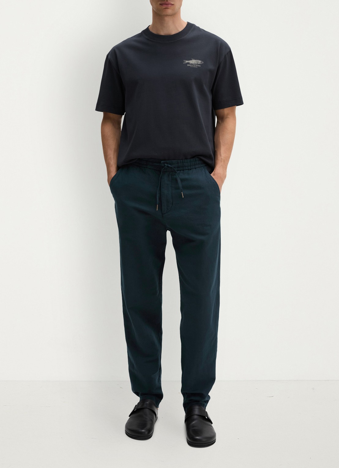 Marc O'Polo T-shirt met print - voorkant 5 dark navy-4131 / blauw