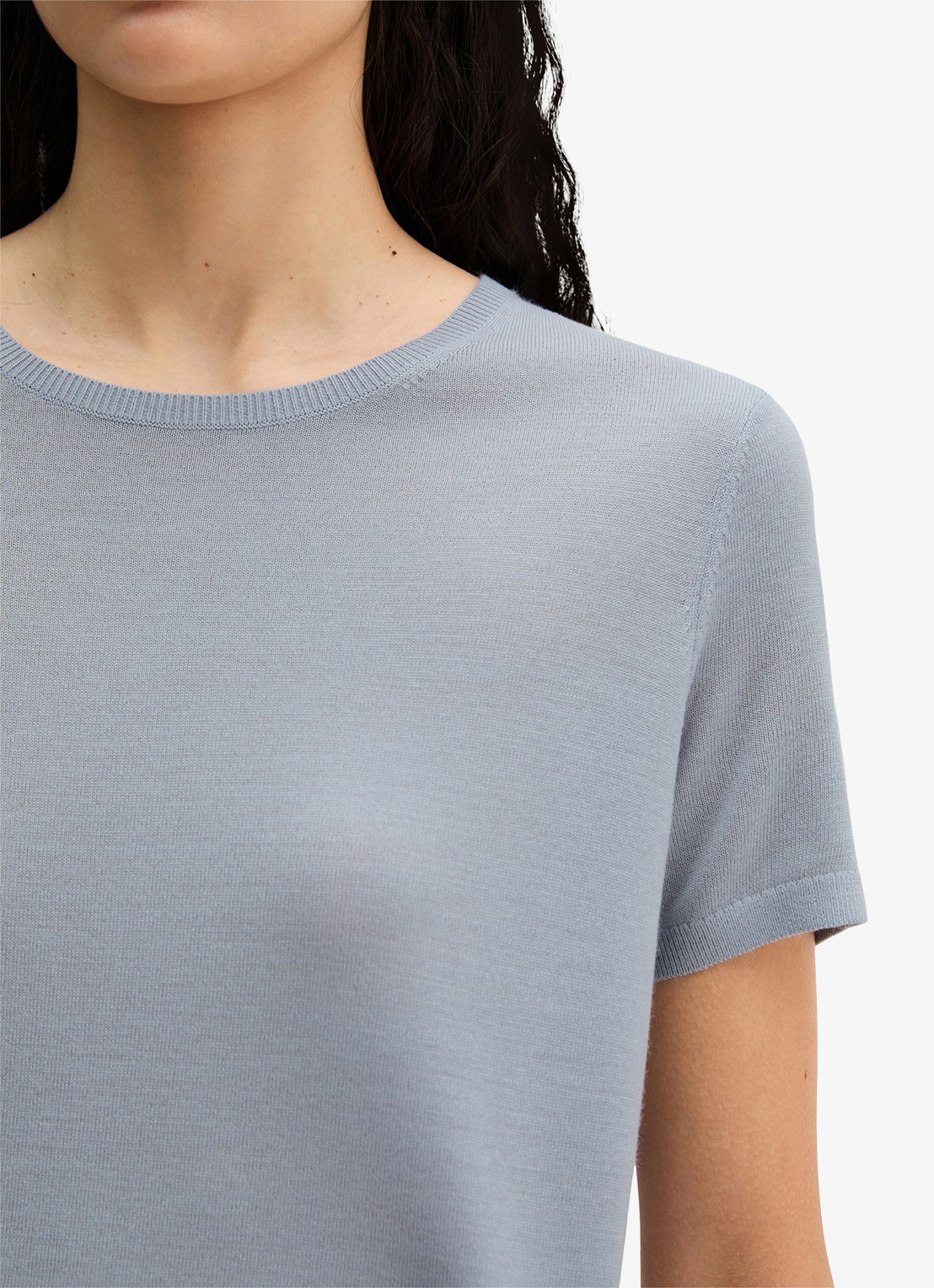 Marc O'Polo T-shirt met ronde hals - detail 4 grijsmele