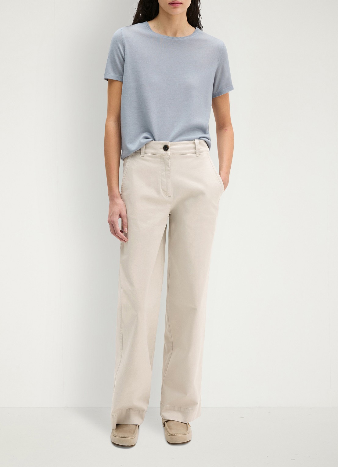 Marc O'Polo T-shirt met ronde hals - voorkant 2 grijsmele