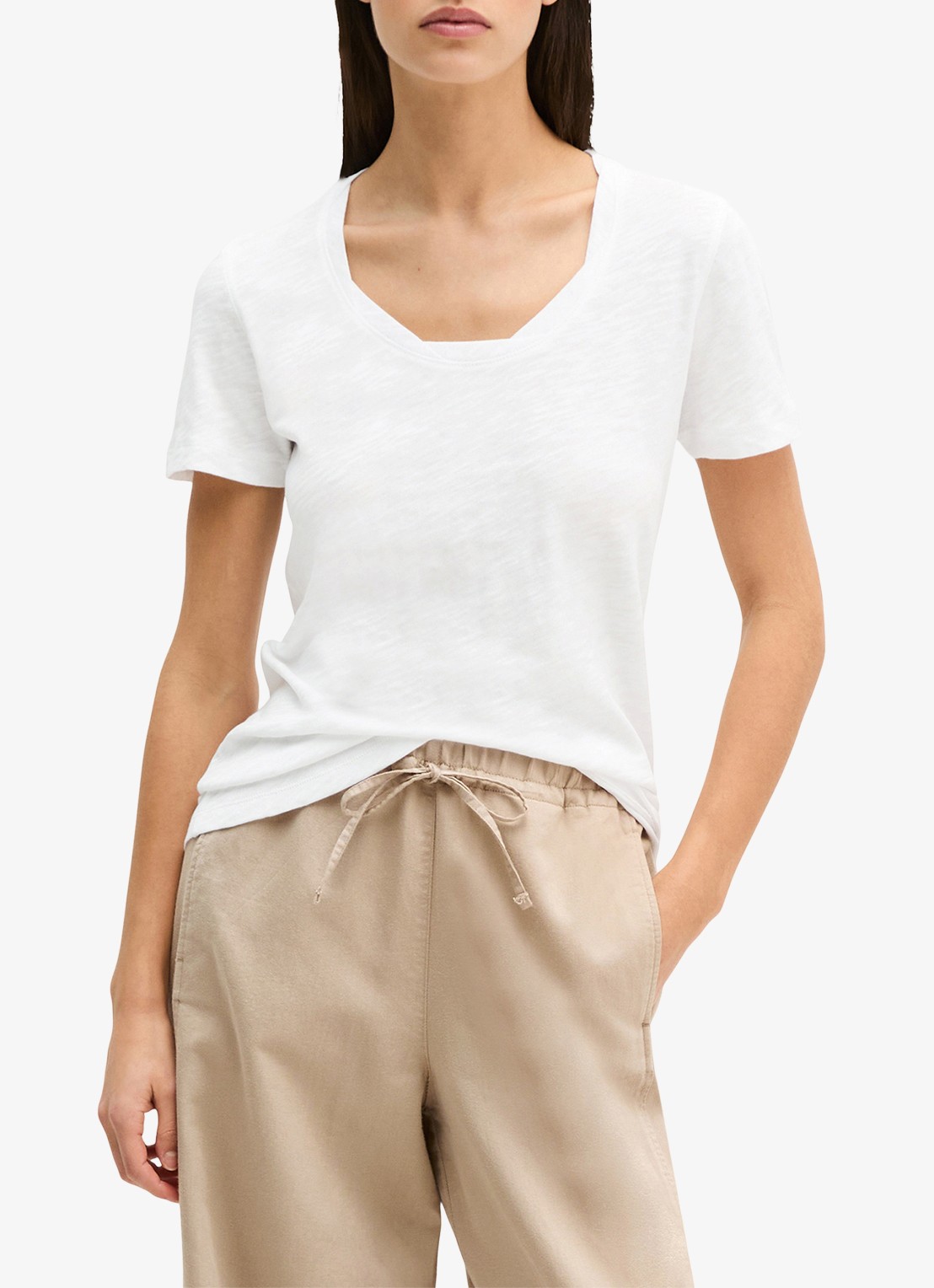 Marc O'Polo T-shirt met ronde hals - detail 3 wit