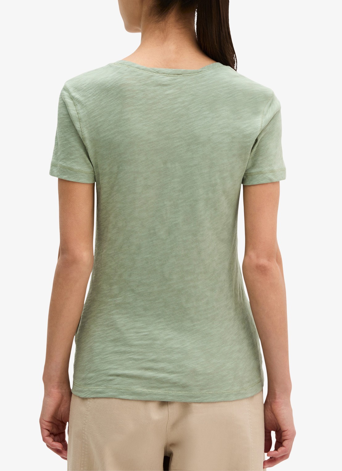Marc O'Polo T-shirt met ronde hals - achterkant 2 lindegroen