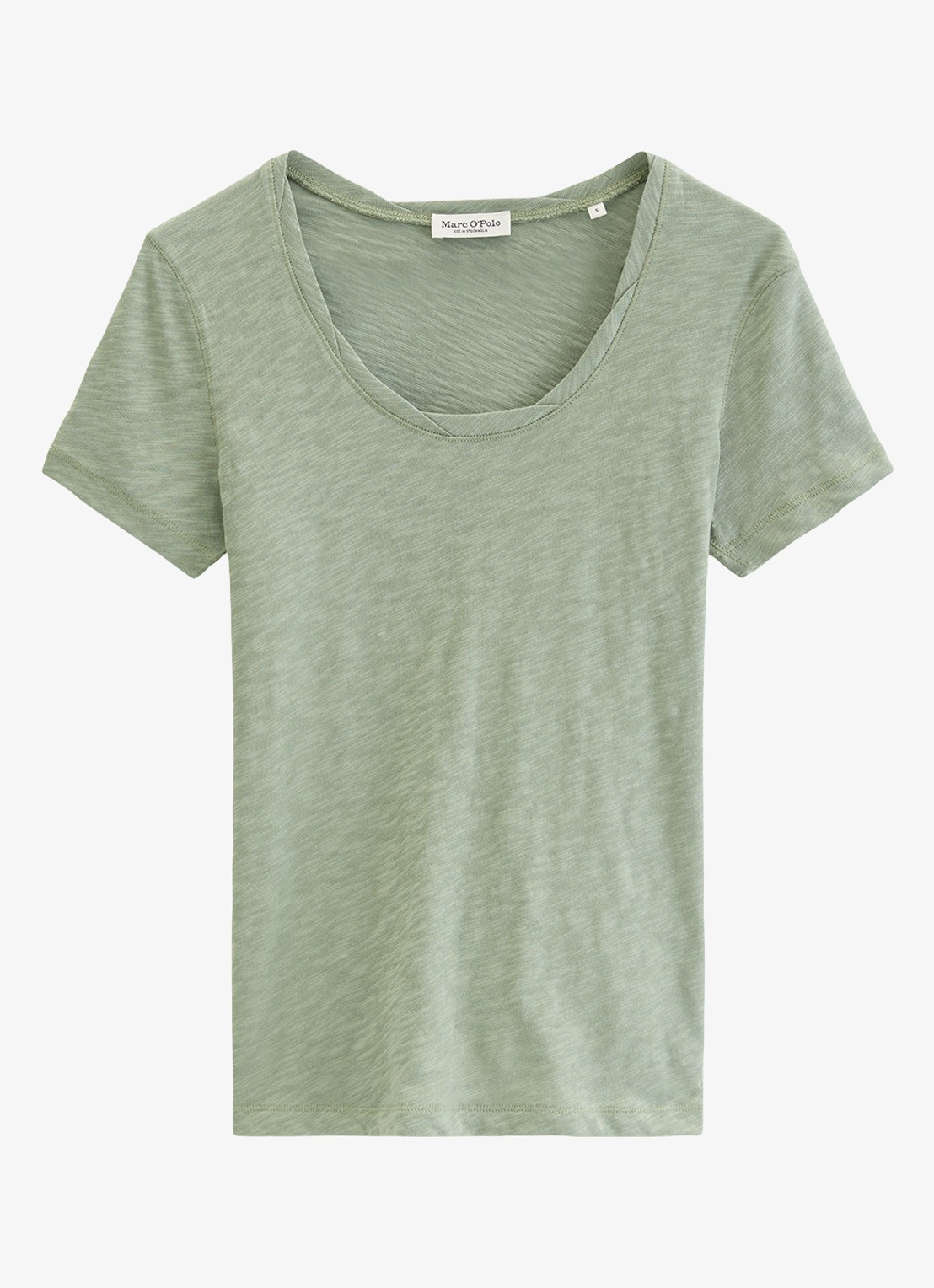 Marc O'Polo T-shirt met ronde hals - voorkant 3 lindegroen