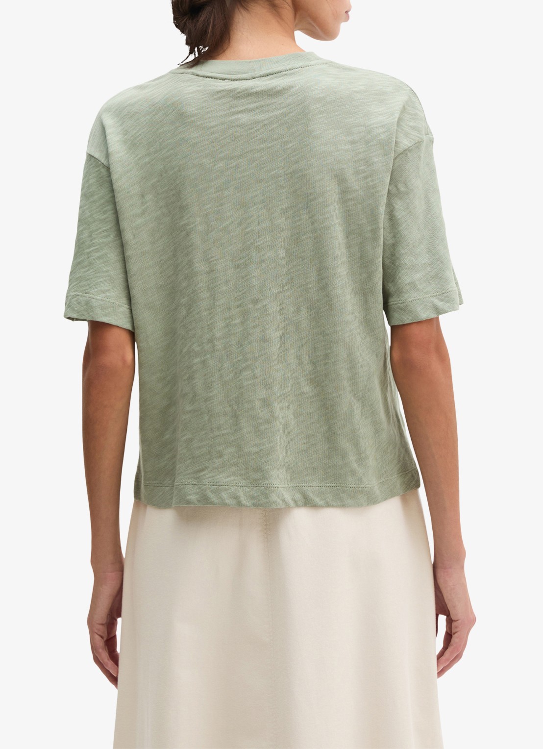 Marc O'Polo T-shirt met ronde hals - achterkant lindegroen