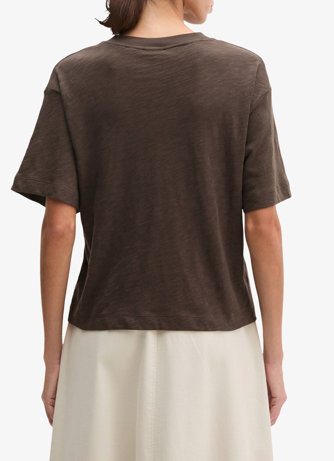 Marc O'Polo T-shirt met ronde hals - achterkant 3 donkerbruin