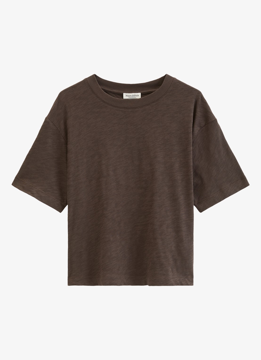 Marc O'Polo T-shirt met ronde hals - voorkant donkerbruin