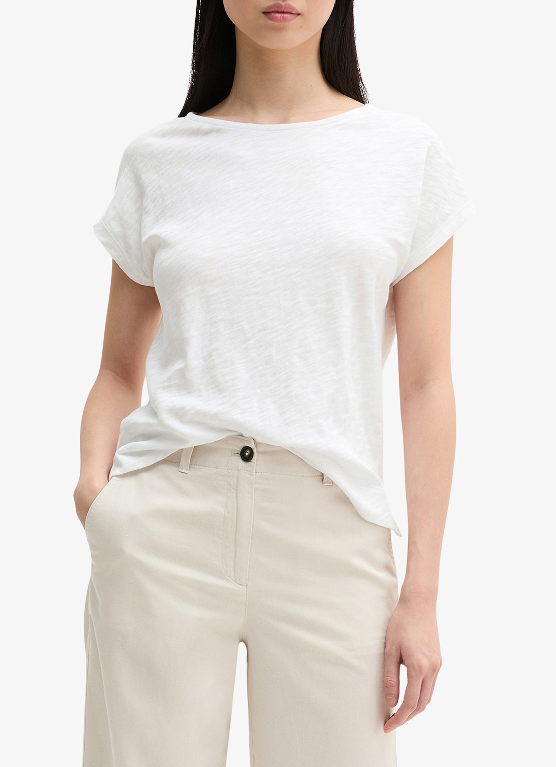 Marc O'Polo T-shirt met ronde hals - detail 2 wit
