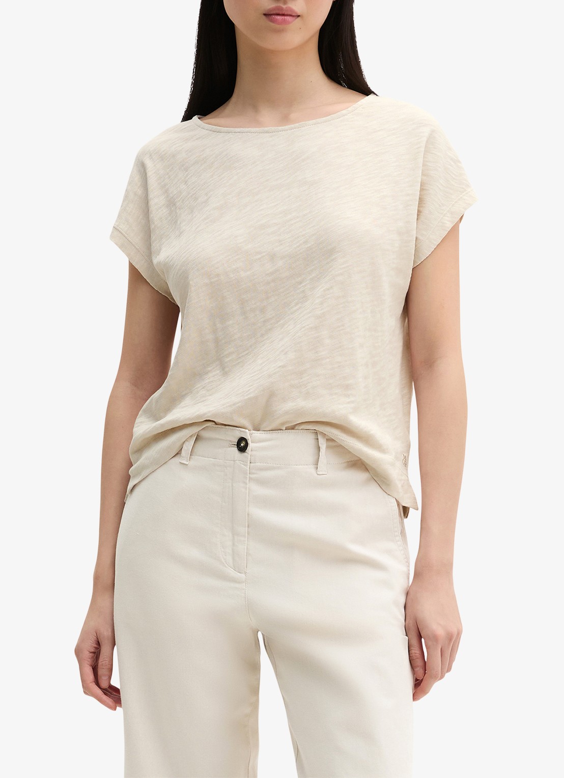 Marc O'Polo T-shirt met ronde hals - detail 2 beige