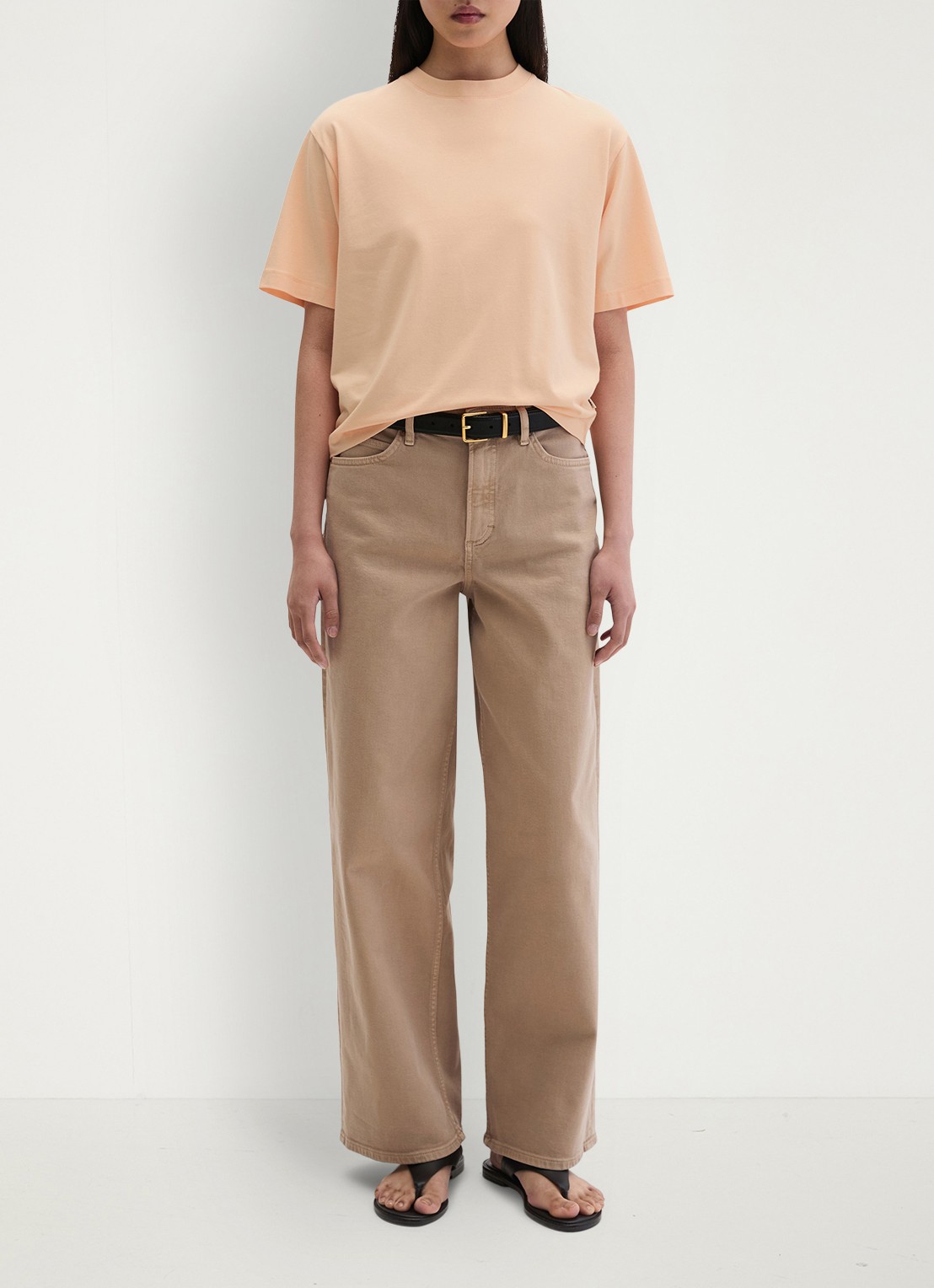 Marc O'Polo T-shirt met ronde hals - voorkant 3 soft peach-9706 / roze
