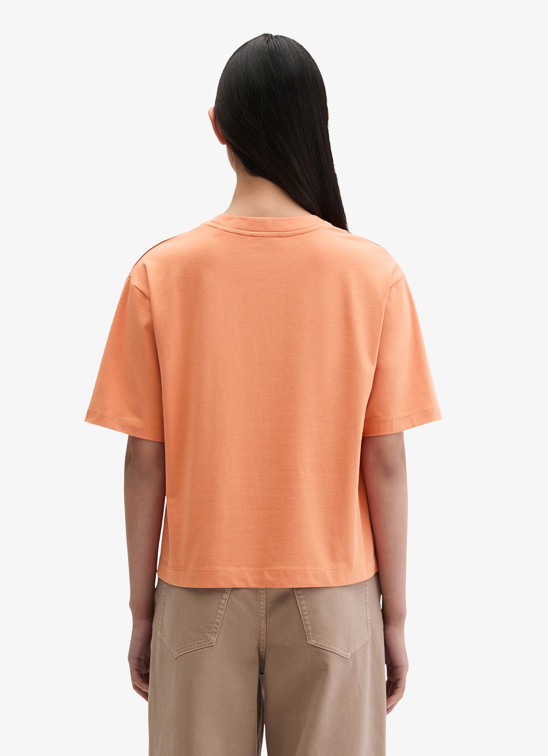 Marc O'Polo T-shirt met ronde hals - achterkant 5 warm orange-9326 / oranje