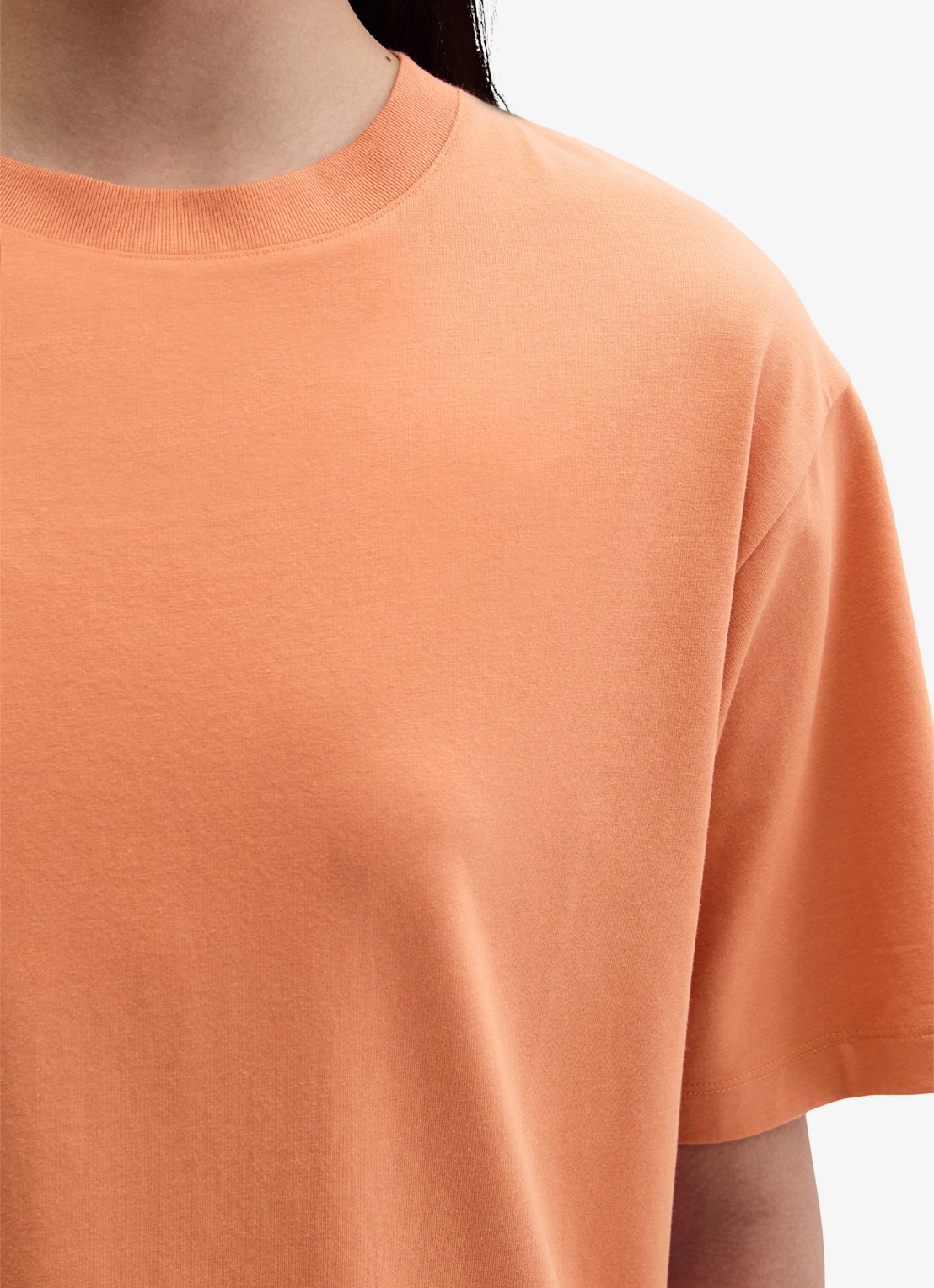 Marc O'Polo T-shirt met ronde hals - detail 2 warm orange-9326 / oranje
