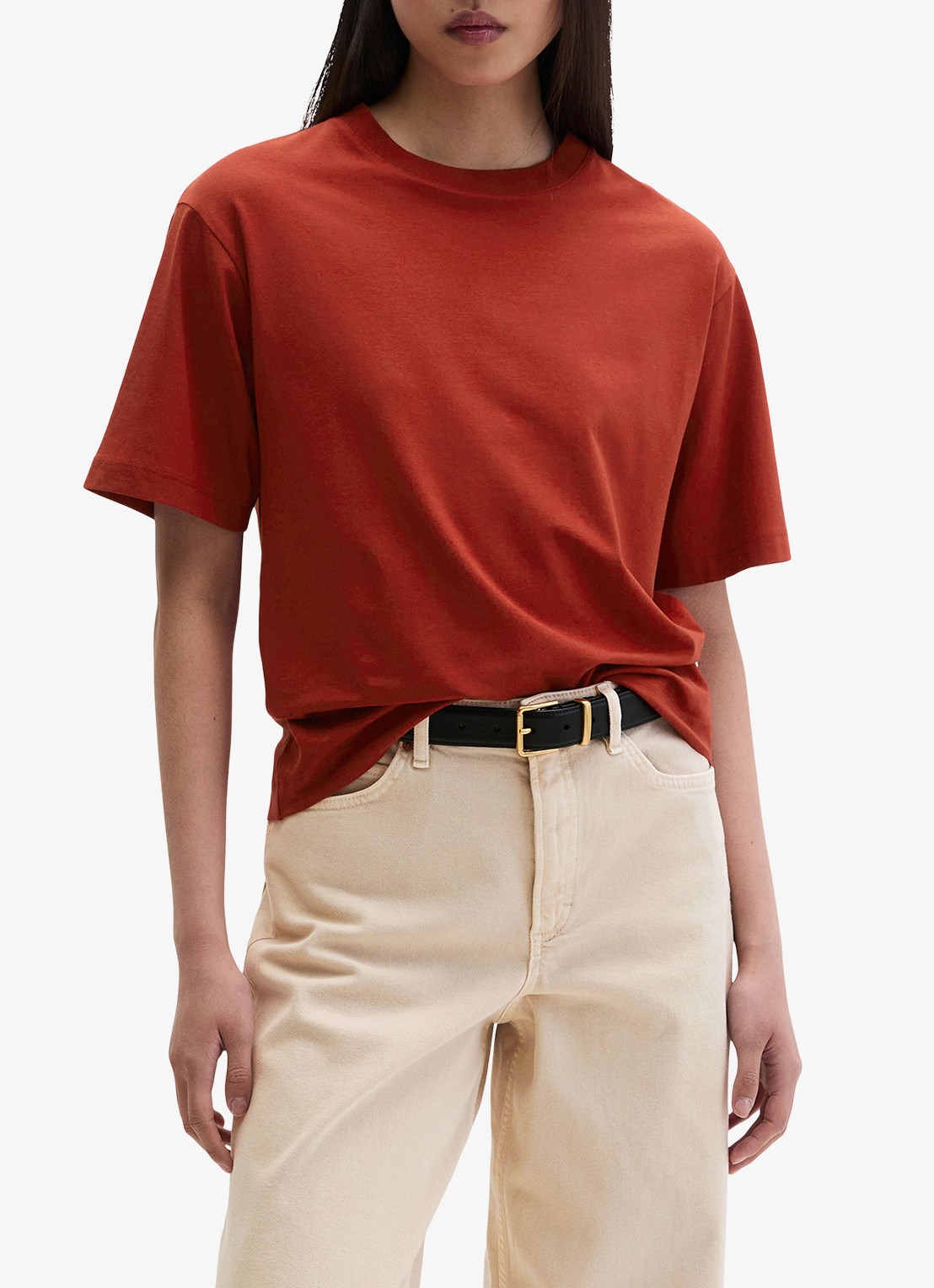 Marc O'Polo T-shirt met ronde hals - detail tall poppy-6896 / paars