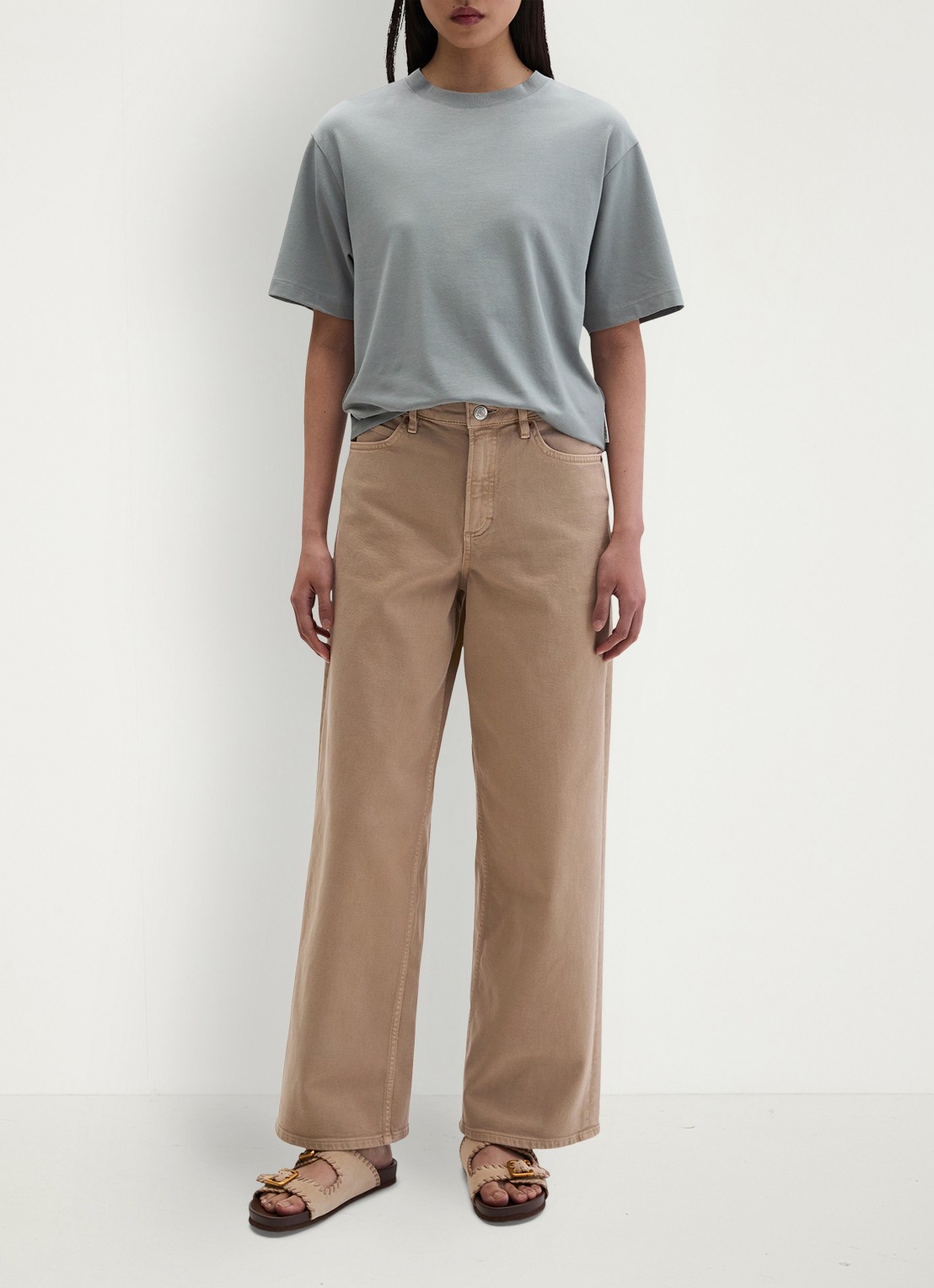Marc O'Polo T-shirt met ronde hals - voorkant 4 quiet sea-0639 / blauw