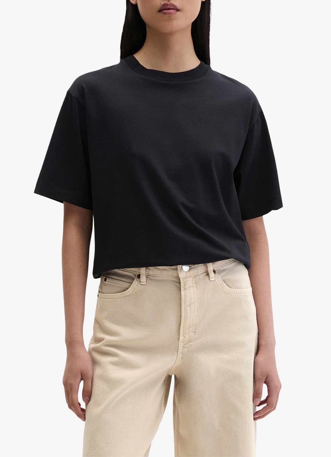 Marc O'Polo T-shirt met ronde hals - detail 4 deep night blue-4300 / blauw
