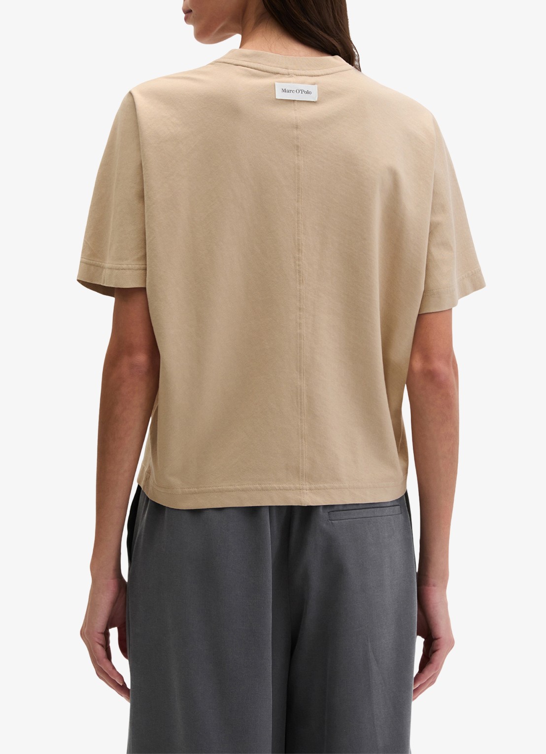 Marc O'Polo T-shirt met ronde hals - achterkant sandpaper-2326 / beige