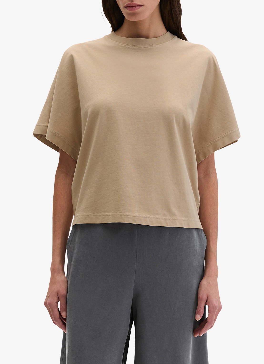 Marc O'Polo T-shirt met ronde hals - detail 2 sandpaper-2326 / beige
