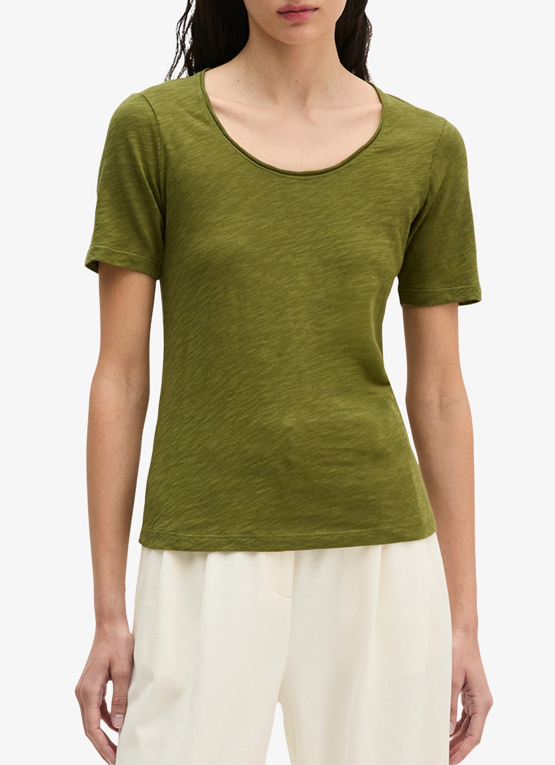 Marc O'Polo T-shirt met ronde hals - detail 2 shaded fern / groen