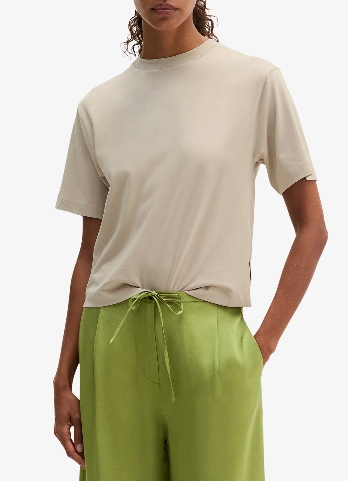 Marc O'Polo T-shirt met ronde hals - detail 2 linen beige / grijs