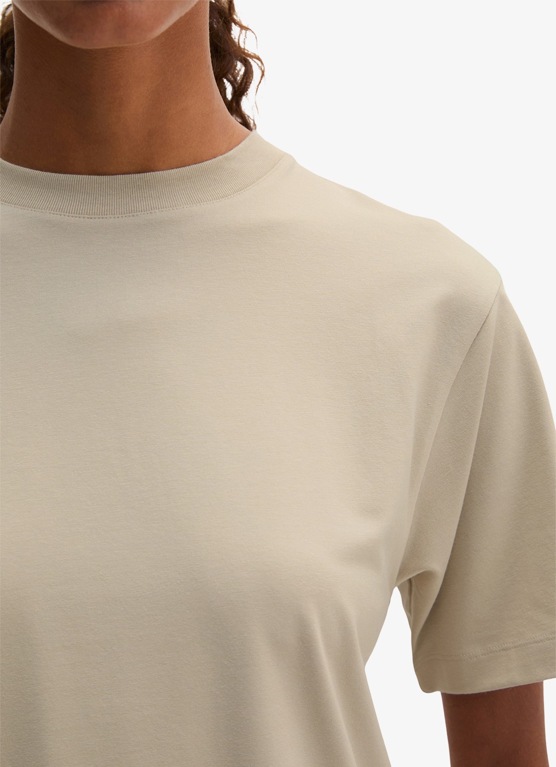 Marc O'Polo T-shirt met ronde hals - detail 3 linen beige / grijs