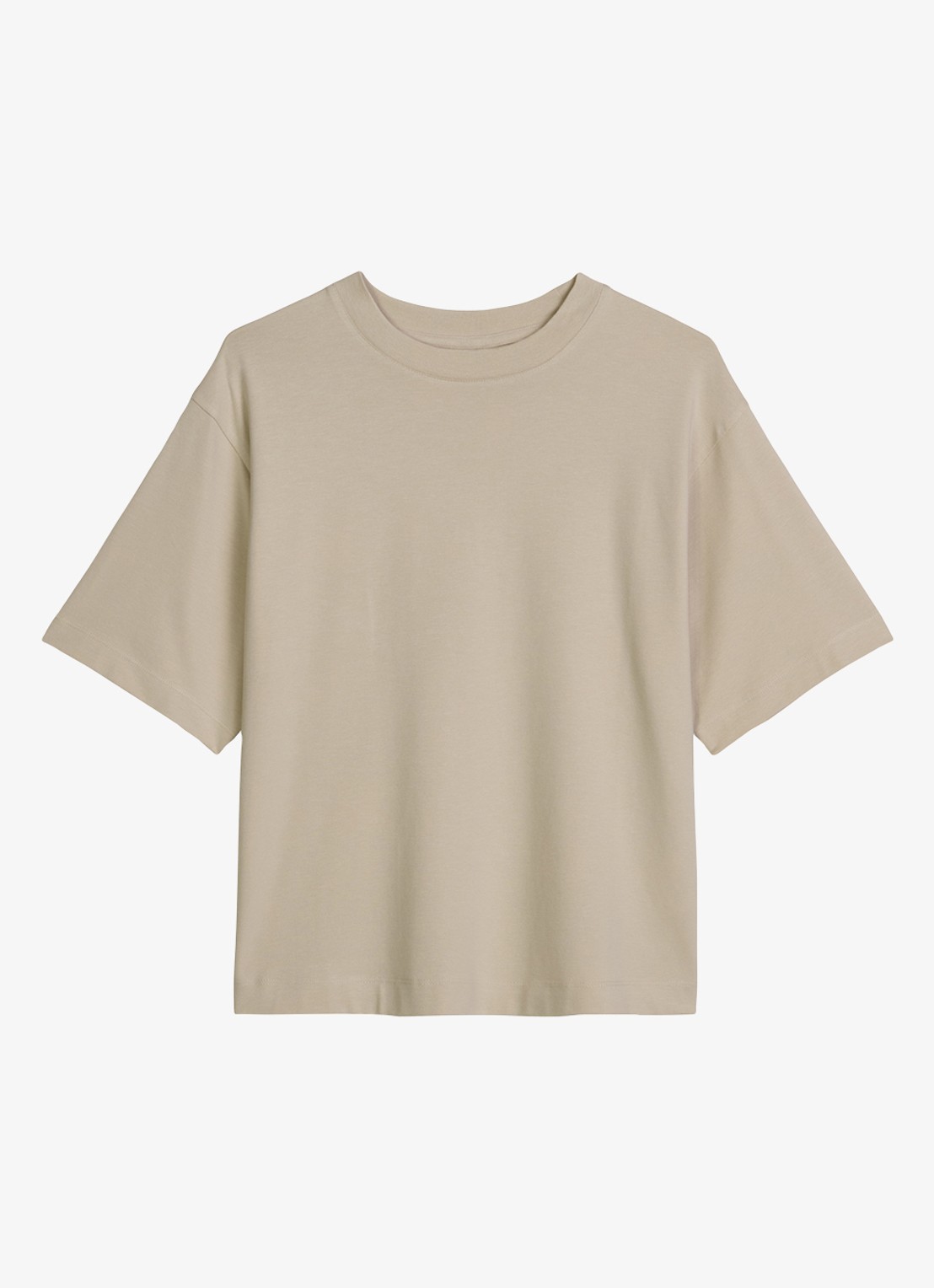Marc O'Polo T-shirt met ronde hals - voorkant 4 linen beige / grijs