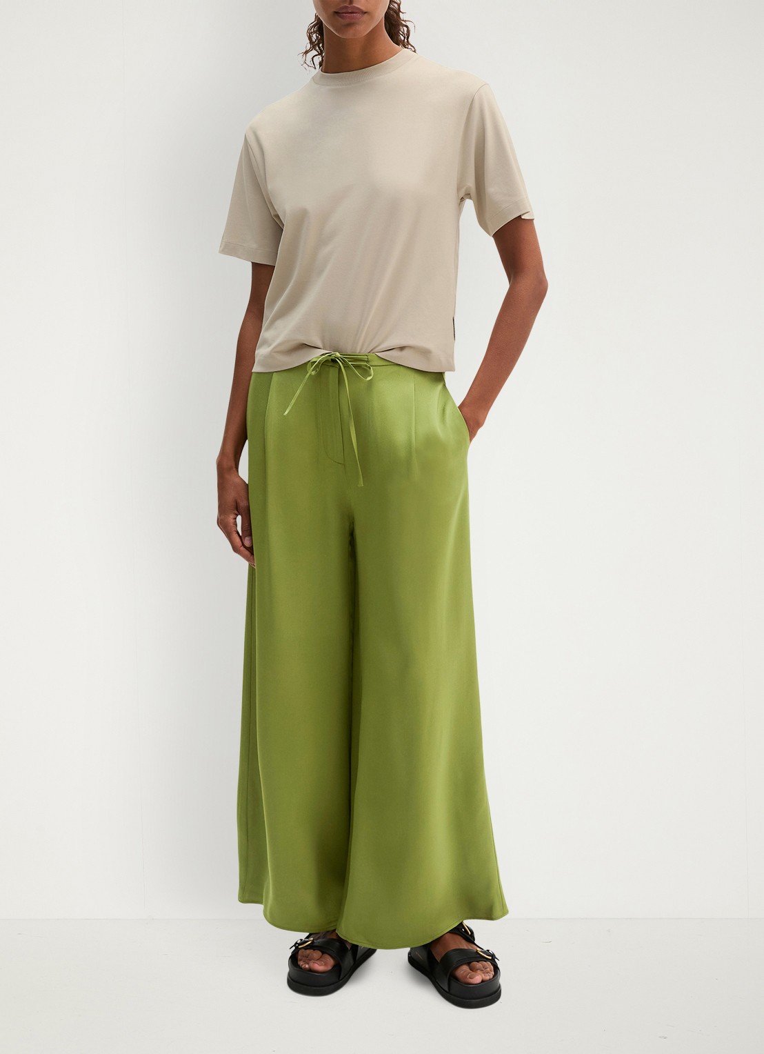 Marc O'Polo T-shirt met ronde hals - voorkant 5 linen beige / grijs