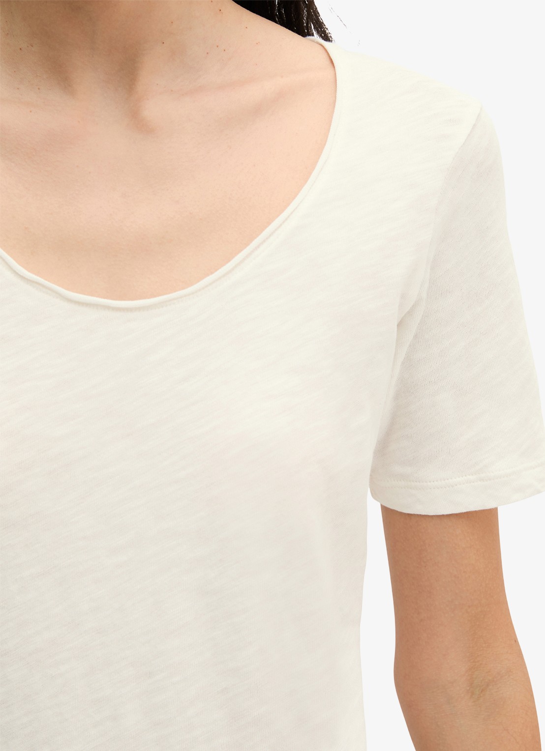 Marc O'Polo T-shirt met ronde hals - detail 2 white cotton / wit
