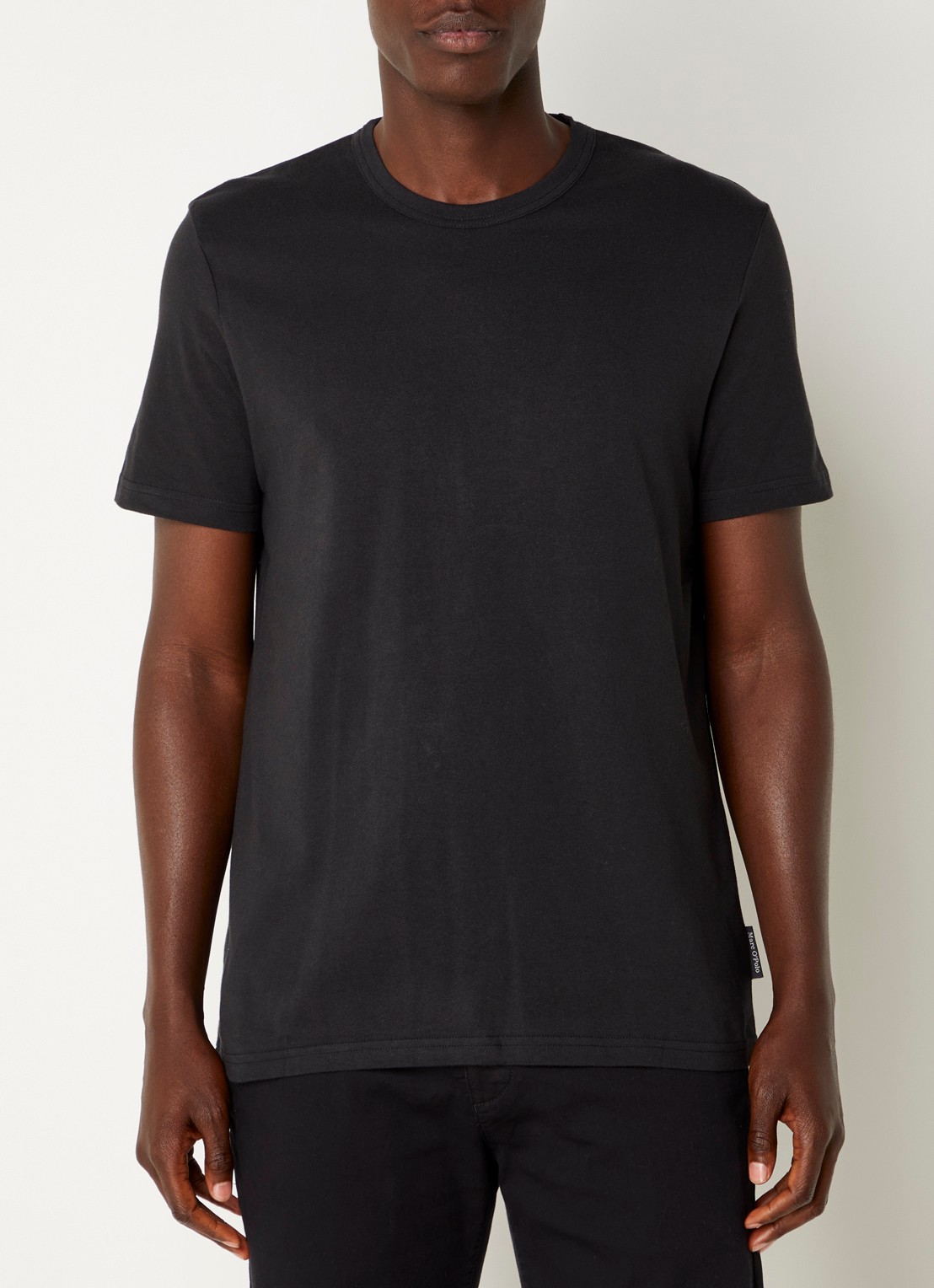 Marc O'Polo T-shirt met ronde hals - detail 4 zwart
