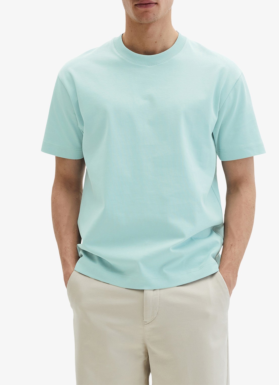 Marc O'Polo T-shirt met ronde hals - detail 2 blauw