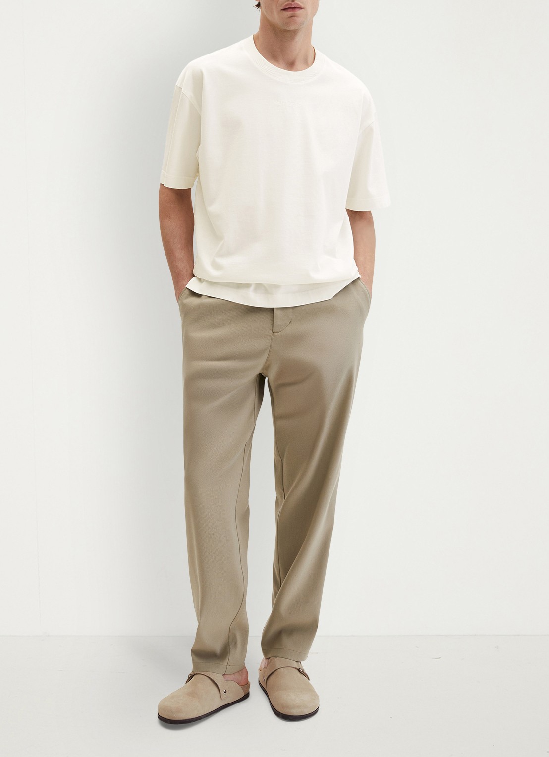 Marc O'Polo T-shirt met ronde hals - voorkant 3 gebroken wit