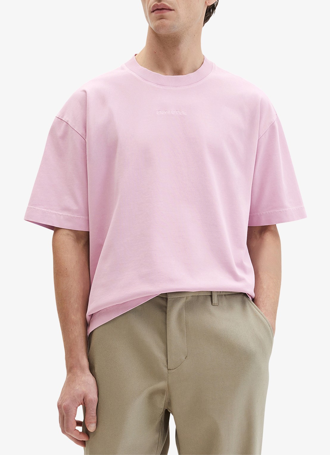 Marc O'Polo T-shirt met ronde hals - detail 2 lichtroze
