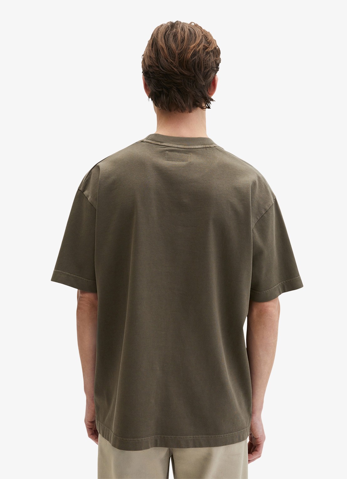 Marc O'Polo T-shirt met ronde hals - achterkant bronsgroen