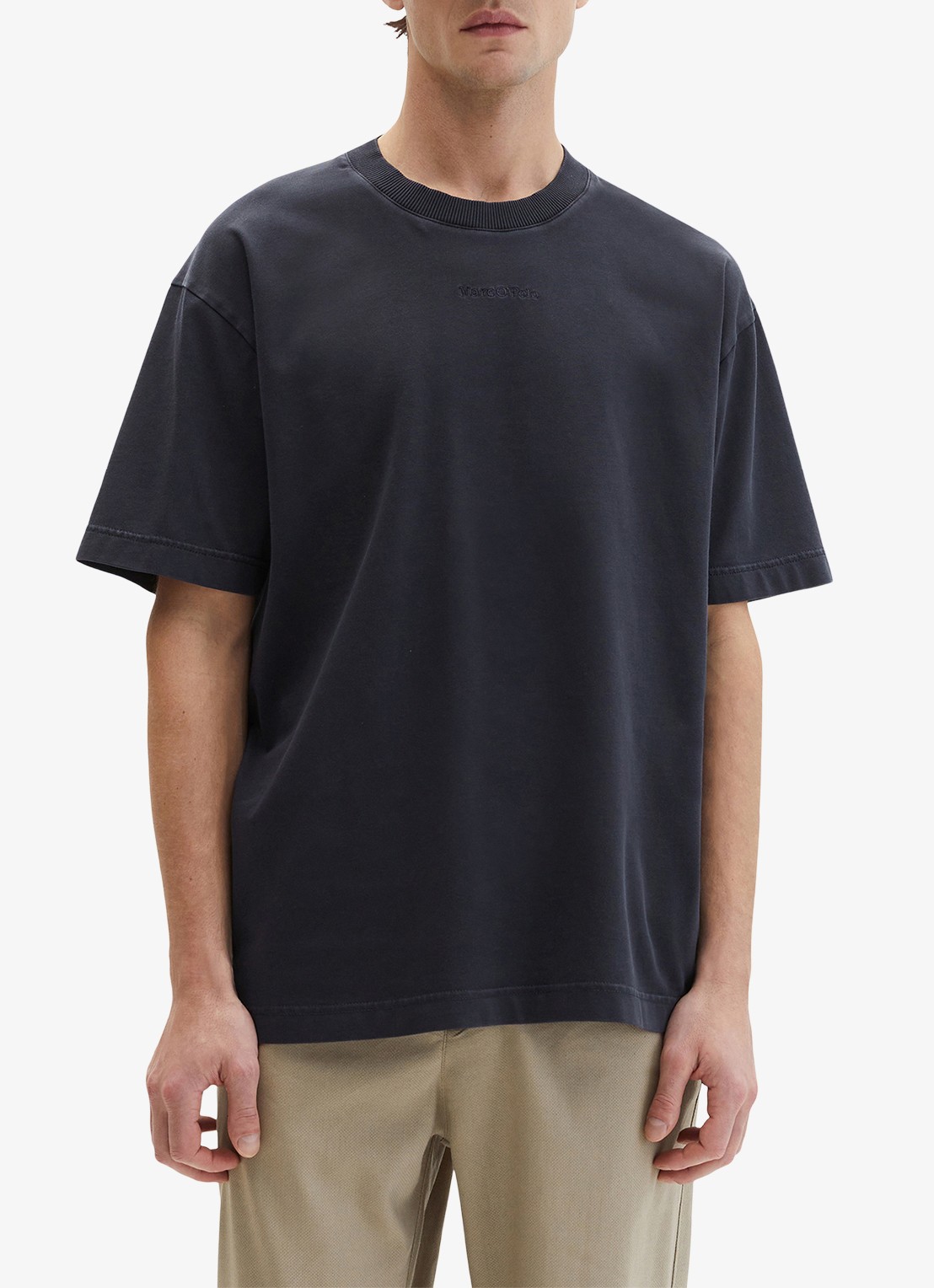 Marc O'Polo T-shirt met ronde hals - detail 4 donkerblauw