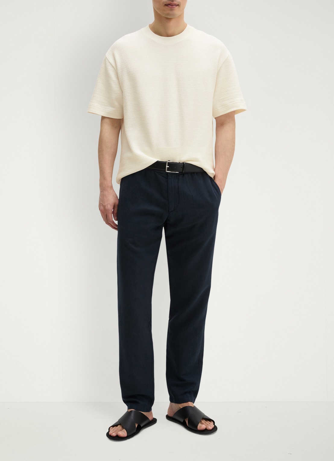 Marc O'Polo T-shirt met ronde hals - voorkant 4 silky white-1183 / wit
