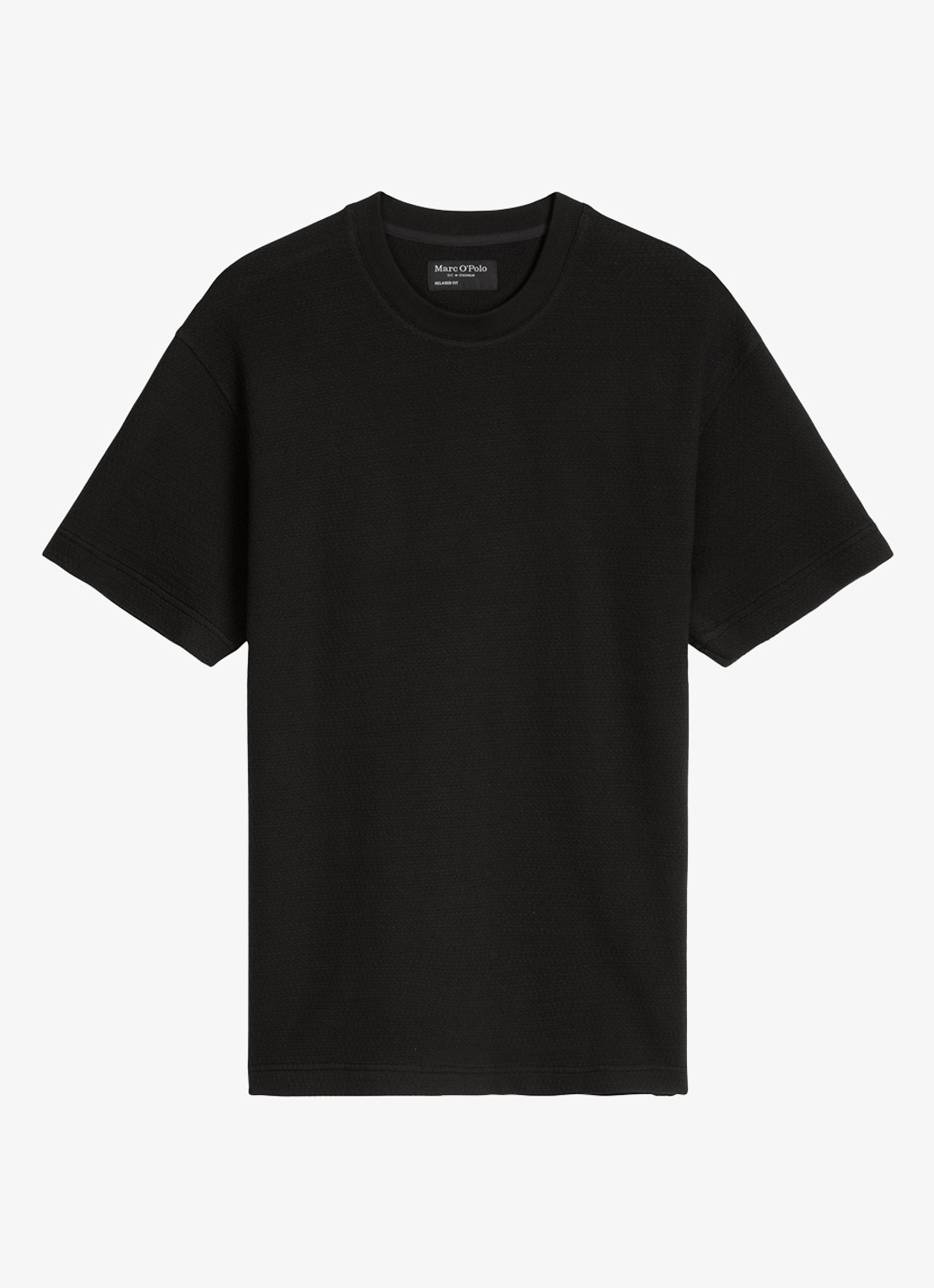 Marc O'Polo T-shirt met ronde hals - voorkant 4 black-0001 / zwart