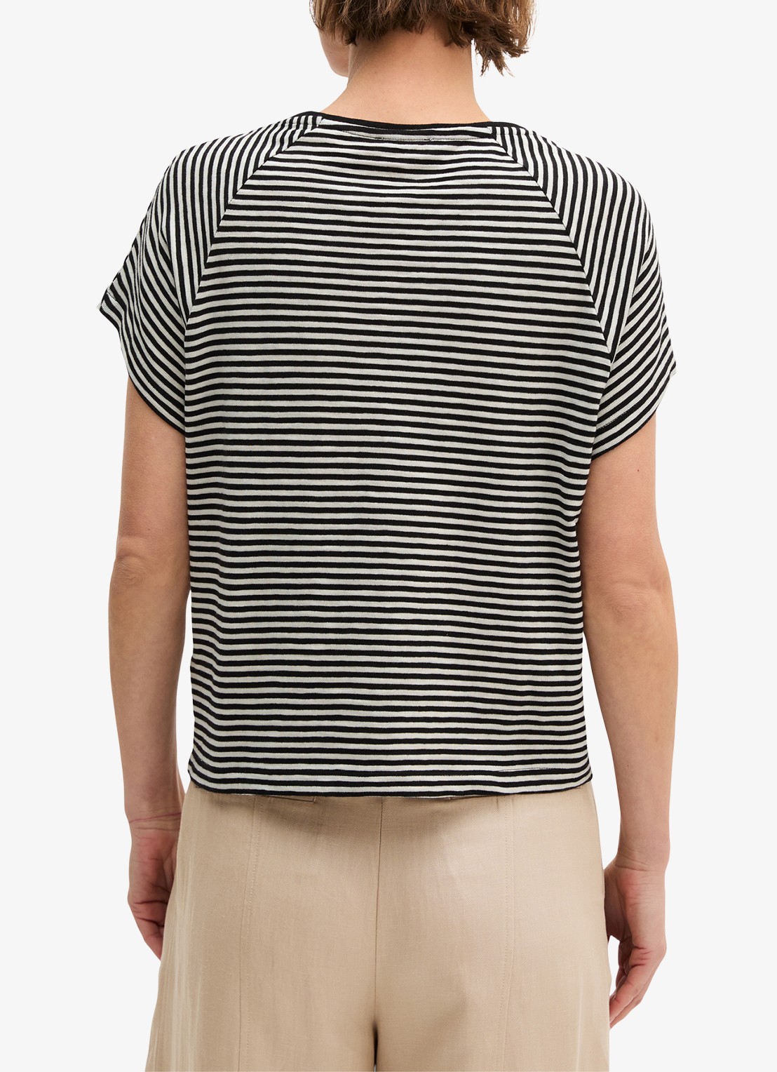 Marc O'Polo T-shirt met streepprint - achterkant 5 black-0100 / zwart