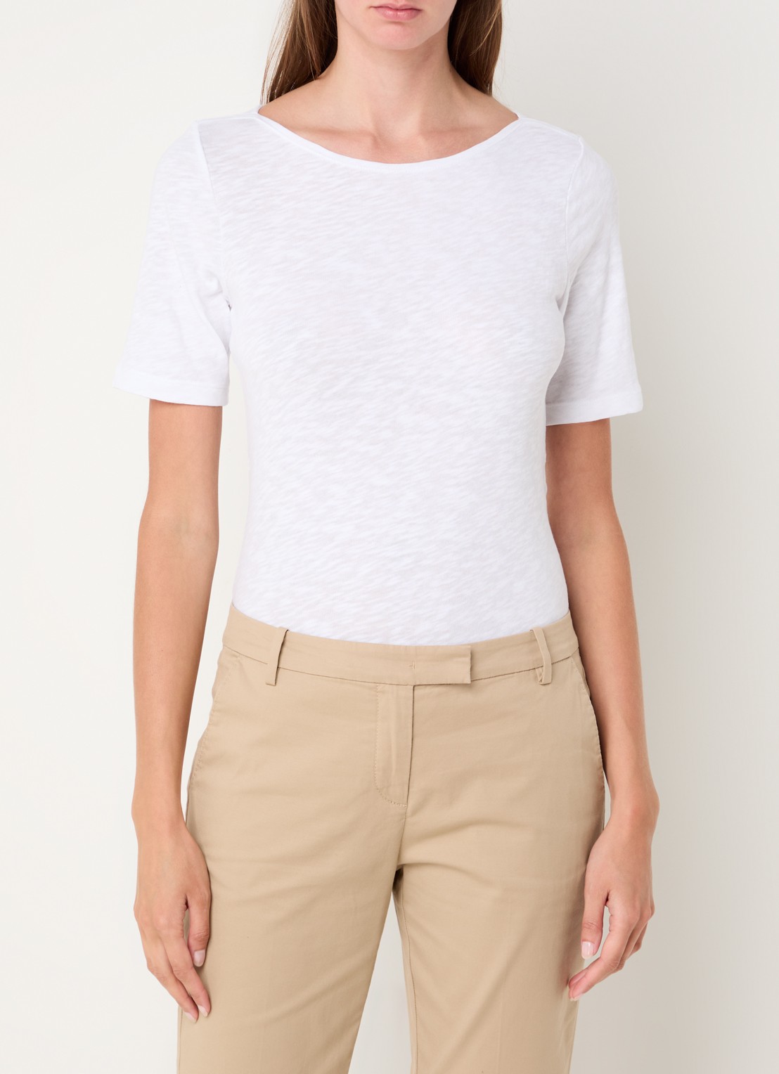 Marc O'Polo T-shirt met stretch - detail 4 wit