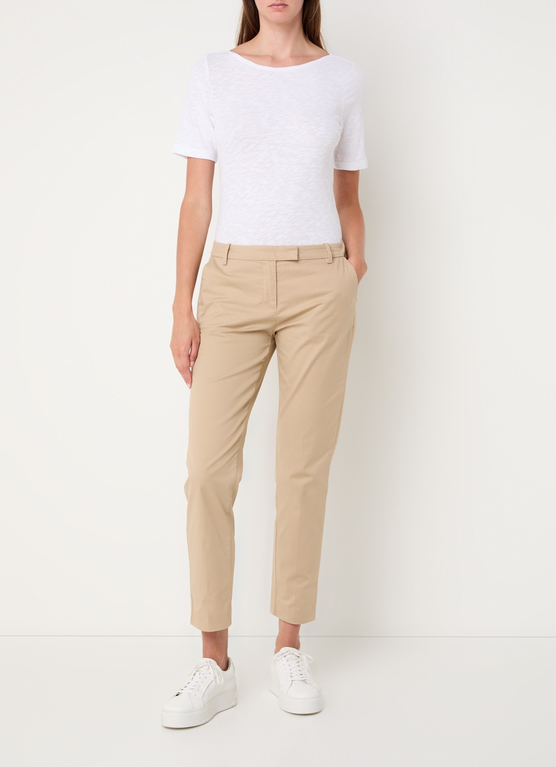 Marc O'Polo T-shirt met stretch - voorkant 3 wit