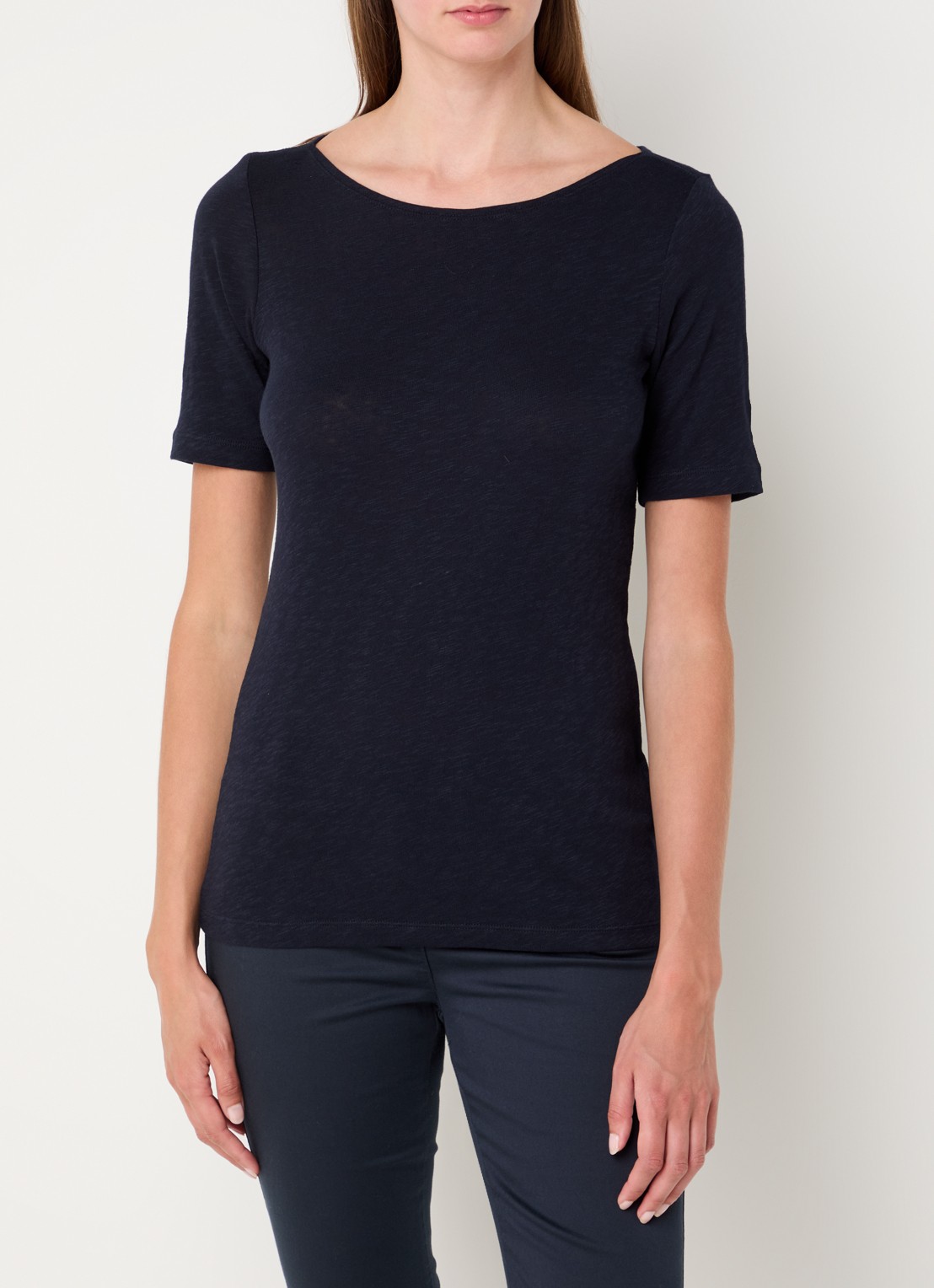 Marc O'Polo T-shirt met stretch - detail 4 donkerblauw