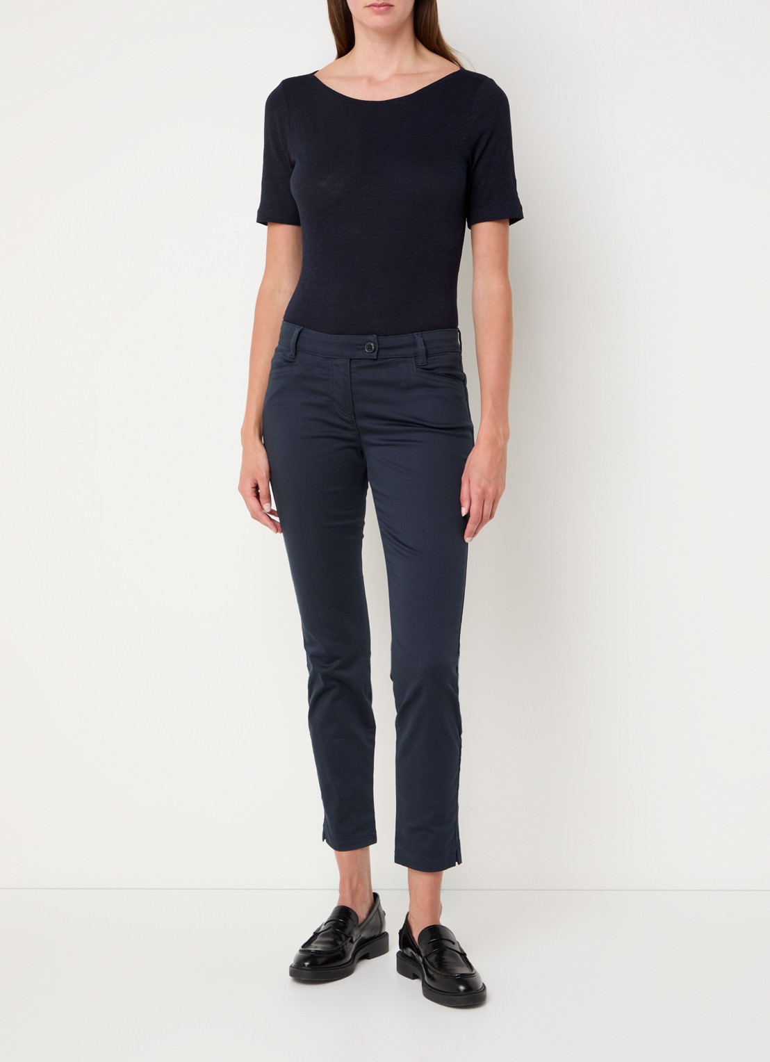 Marc O'Polo T-shirt met stretch - voorkant 3 donkerblauw