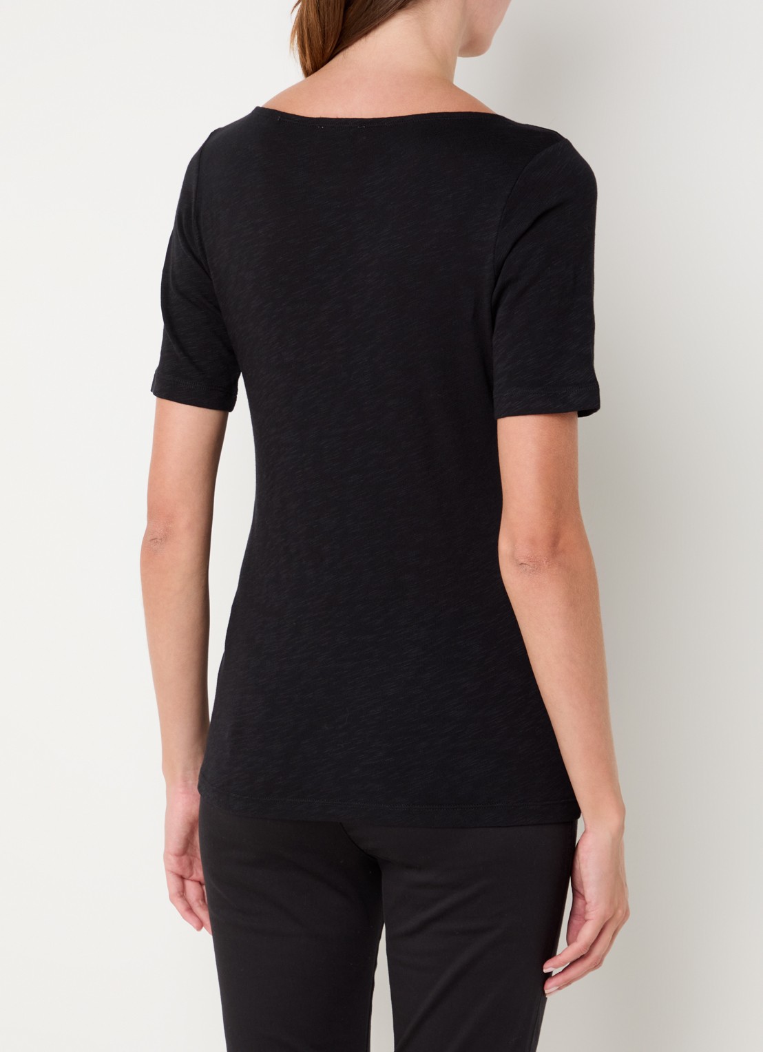 Marc O'Polo T-shirt met stretch - achterkant 4 zwart