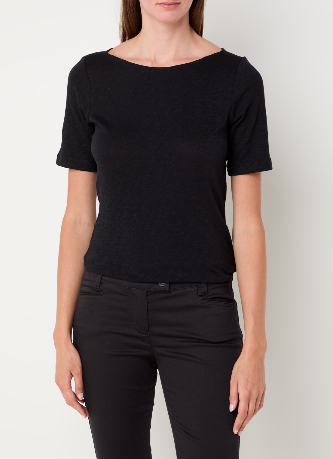 Marc O'Polo T-shirt met stretch - detail 3 zwart