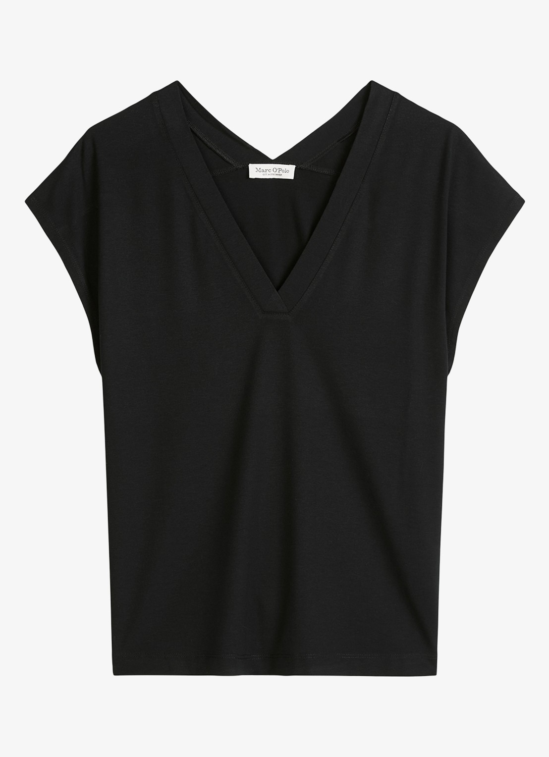 Marc O'Polo T-shirt met V-hals - voorkant zwart