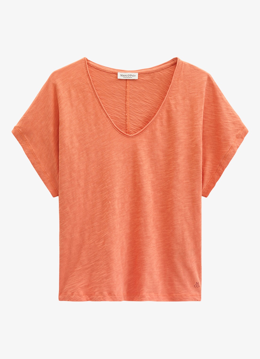 Marc O'Polo T-shirt met V-hals - voorkant warm orange-9326 / oranje