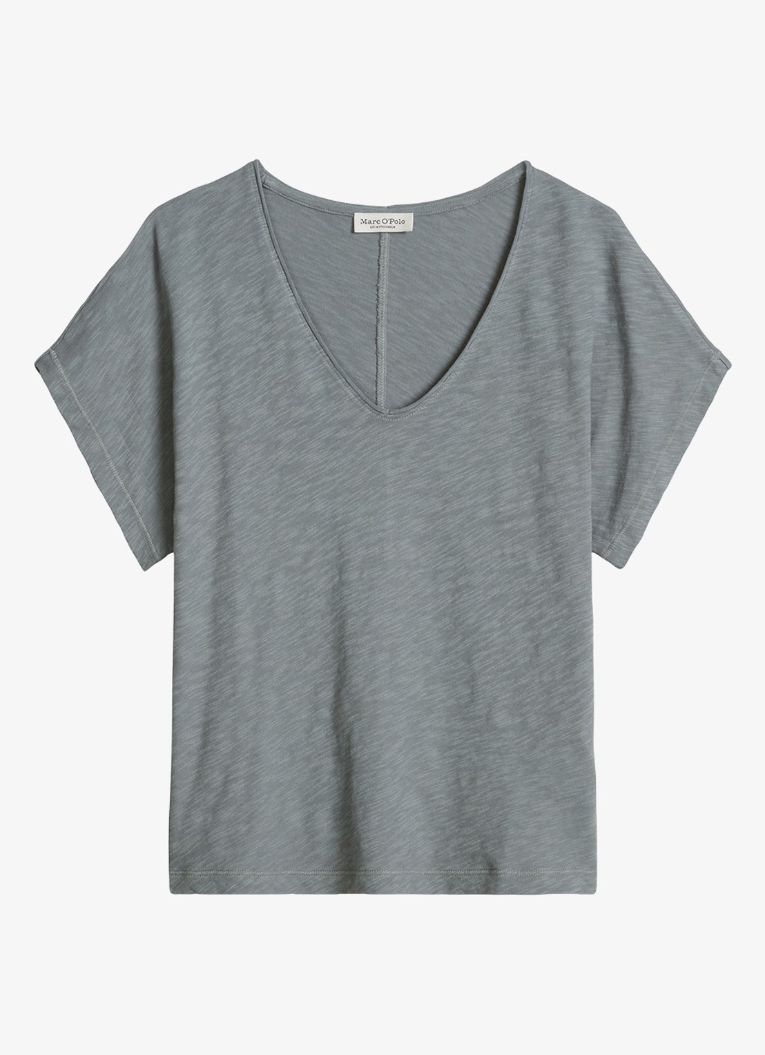 Marc O'Polo T-shirt met V-hals - voorkant 3 quiet sea-0639 / blauw