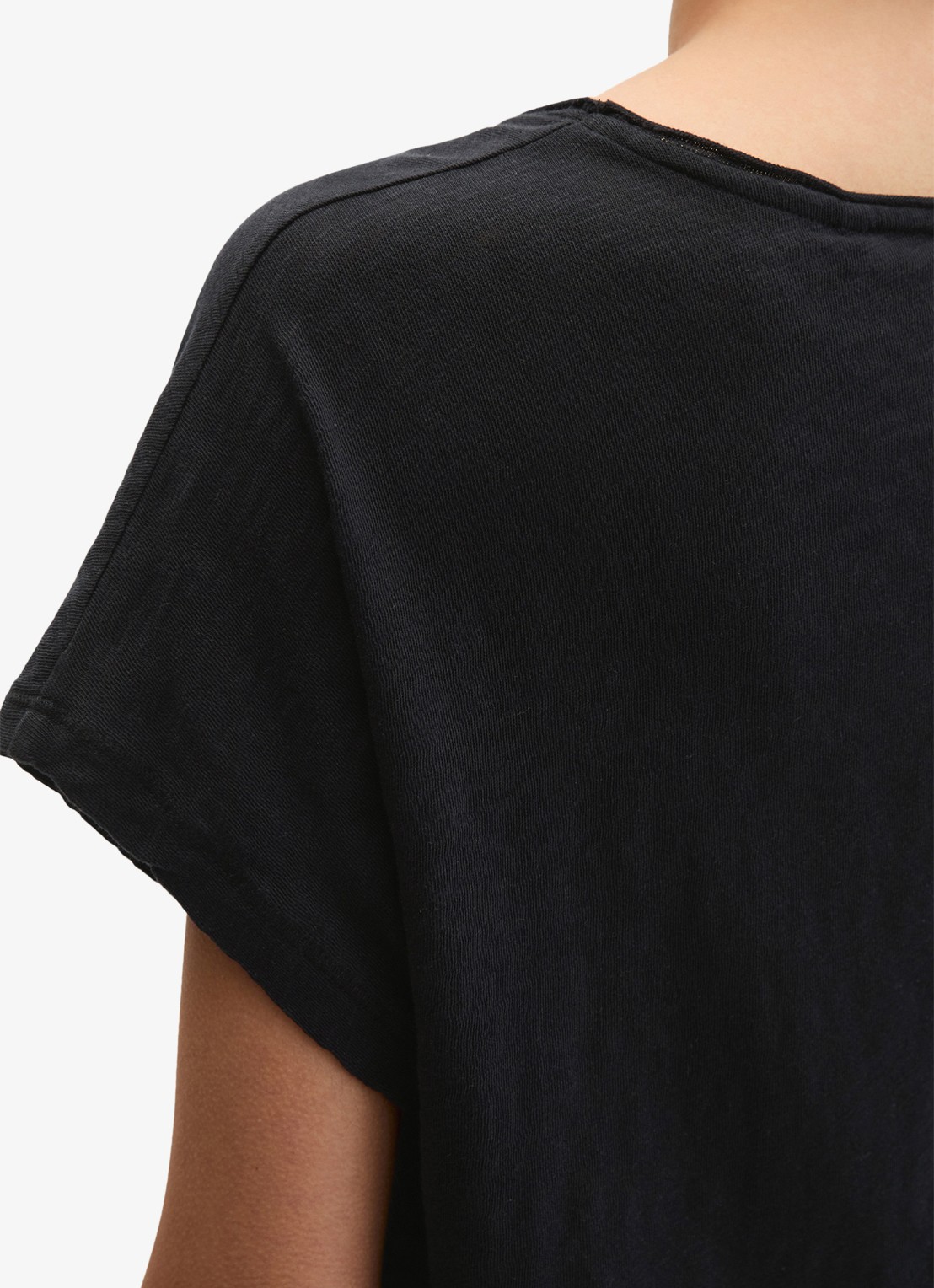 Marc O'Polo T-shirt met V-hals - detail 5 black-0001 / zwart
