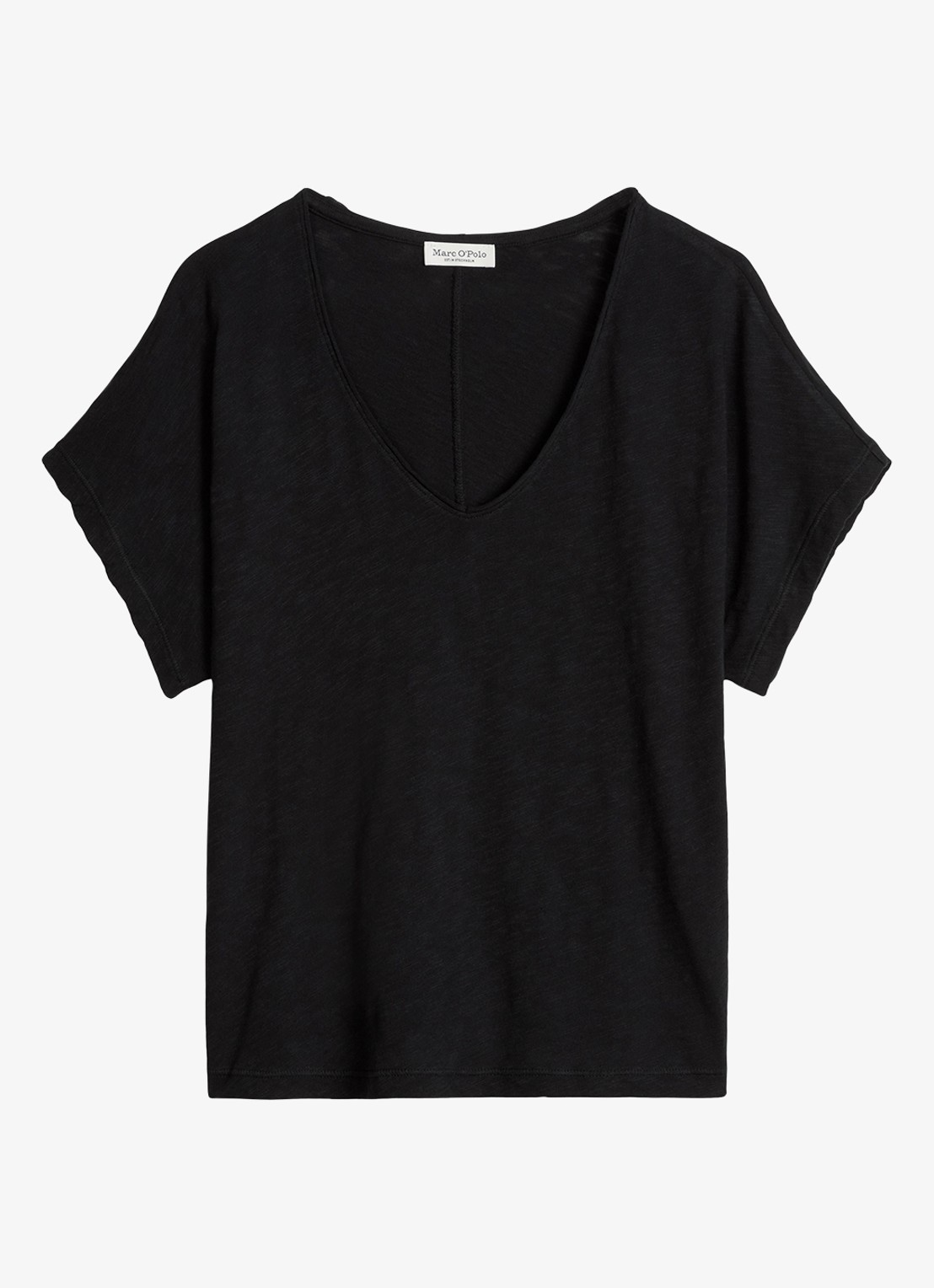 Marc O'Polo T-shirt met V-hals - voorkant black-0001 / zwart