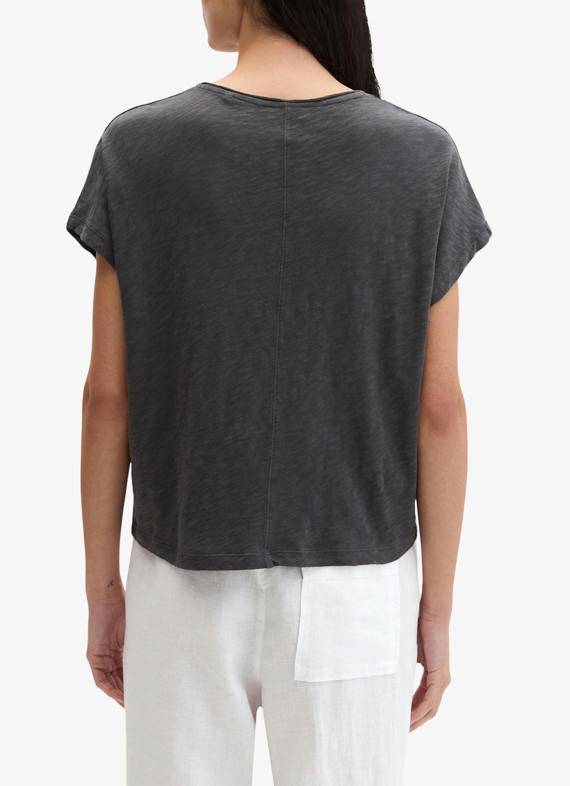 Marc O'Polo T-shirt met V-hals - achterkant 3 oxide grey-0364 / grijs