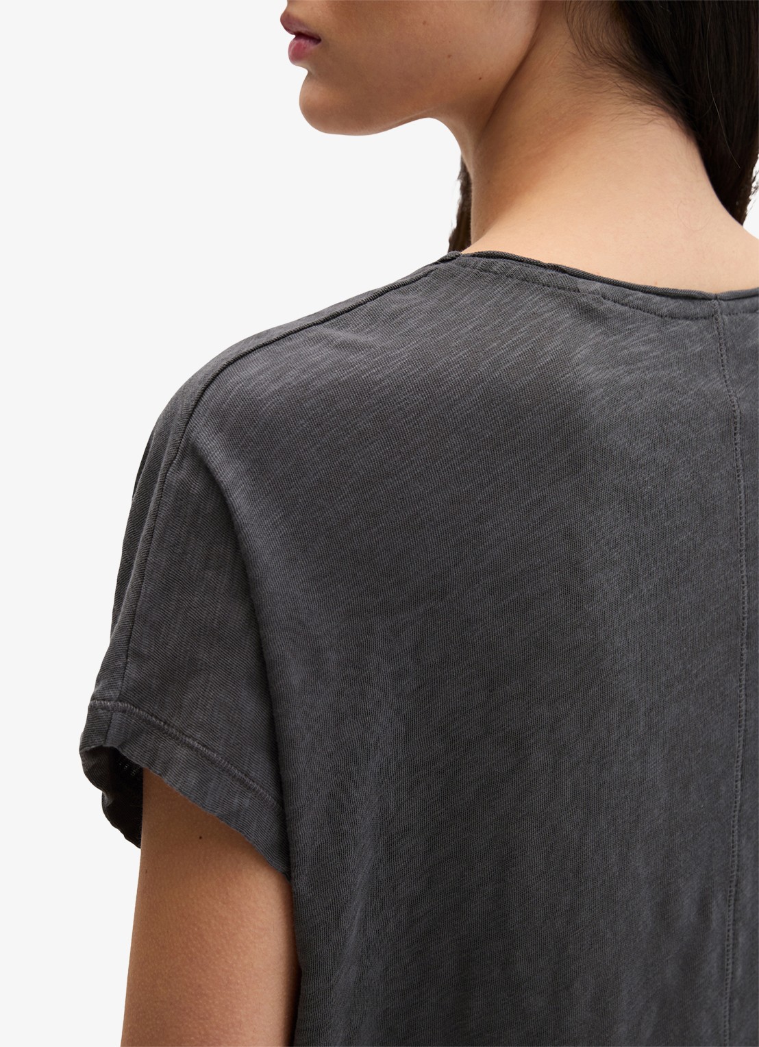 Marc O'Polo T-shirt met V-hals - detail 5 oxide grey-0364 / grijs