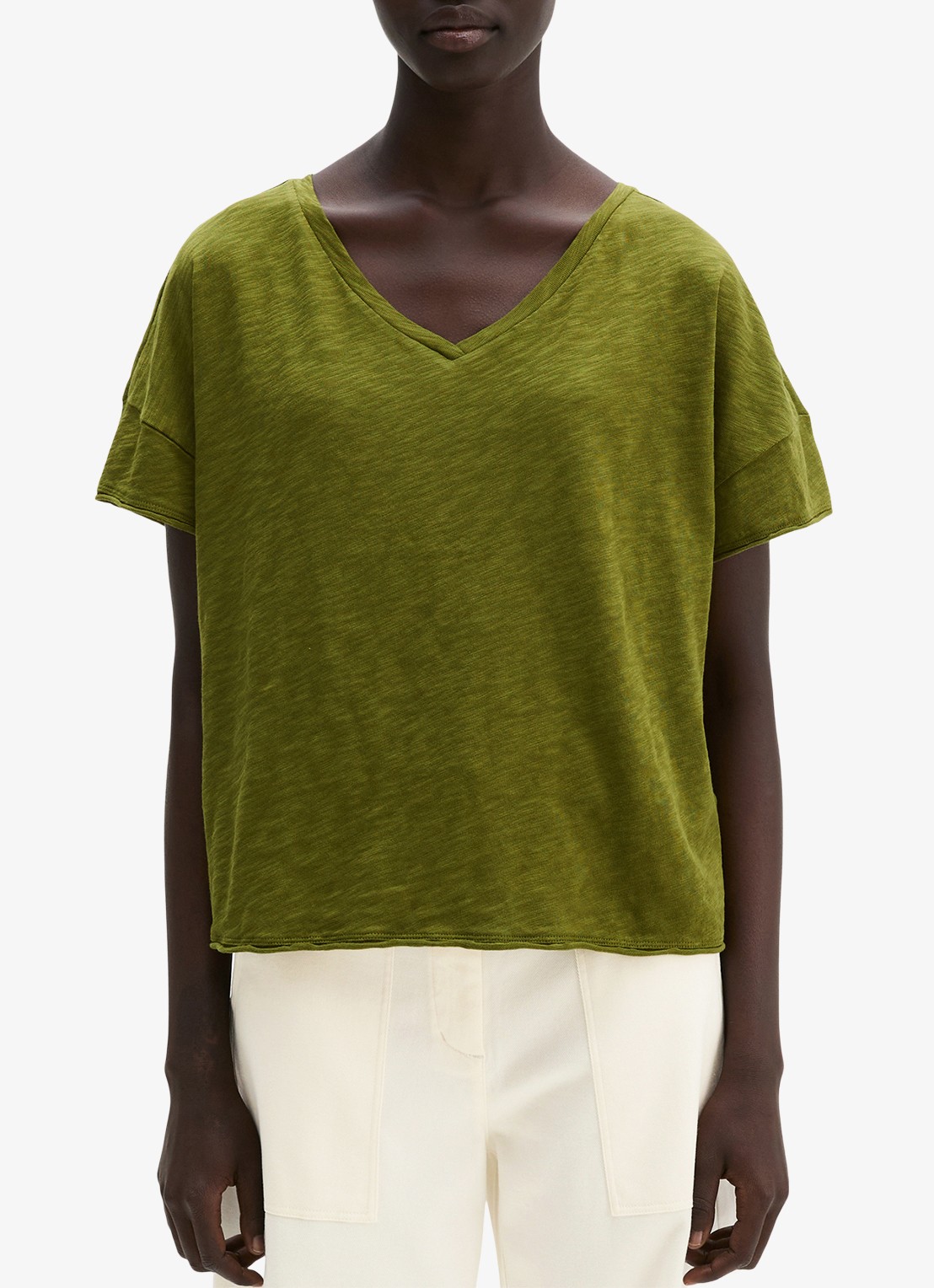 Marc O'Polo T-shirt met V-hals - detail 3 shaded fern / groen